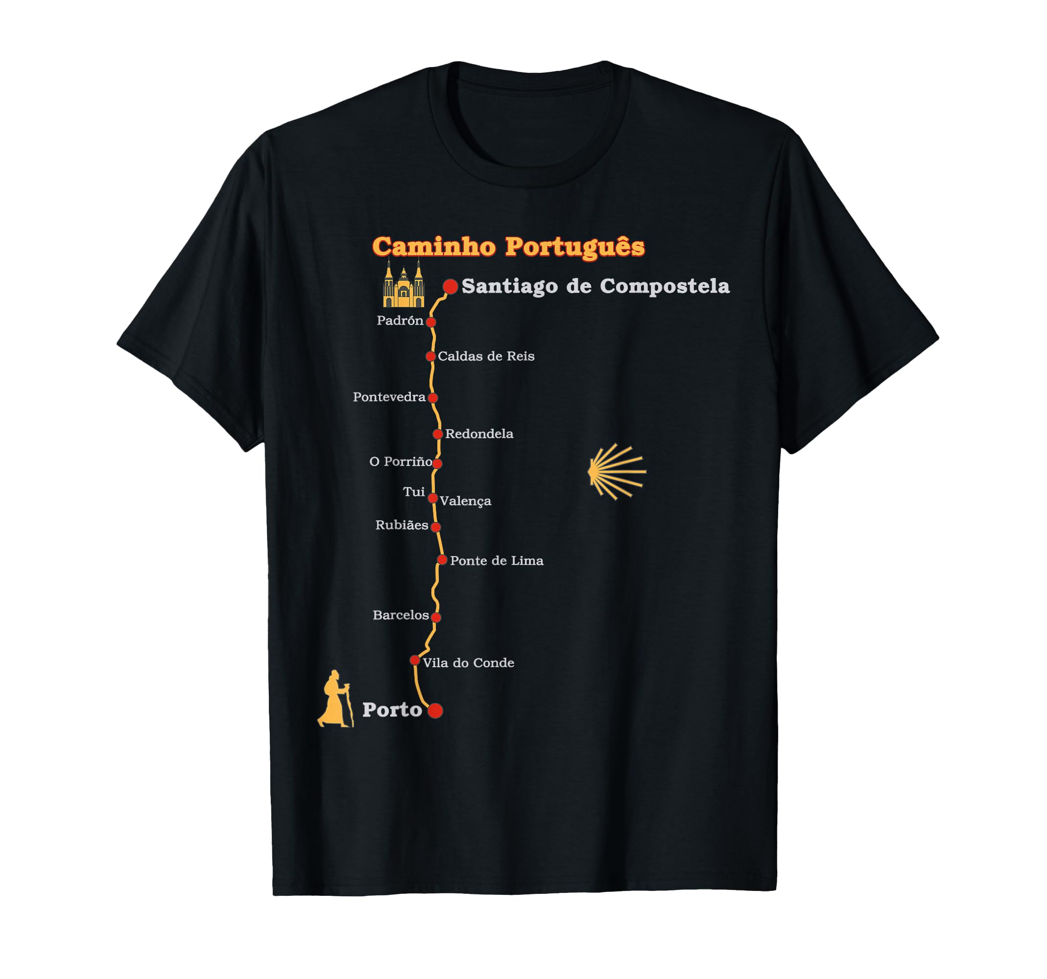 Photo 1 of (in green)medium* Route Caminho Português de Santiago Stages Camino Portugues T-Shirt