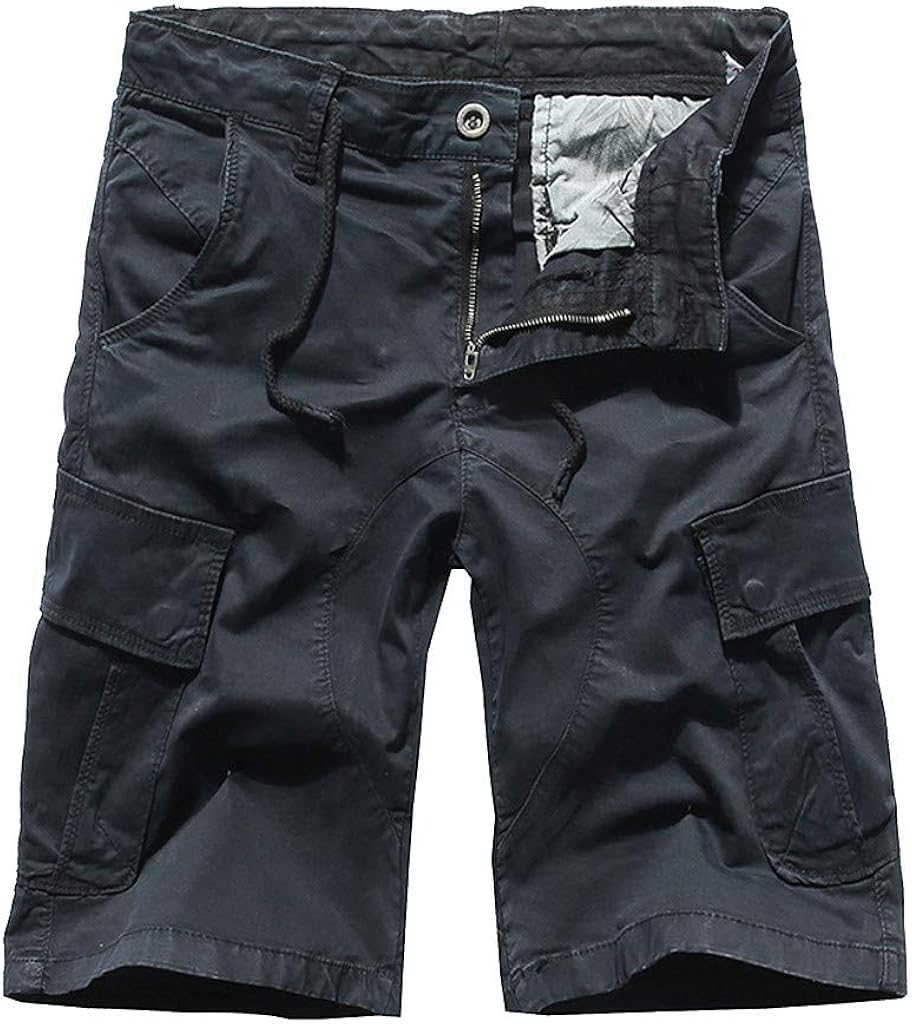 men's elastic drawstring cargo shorts