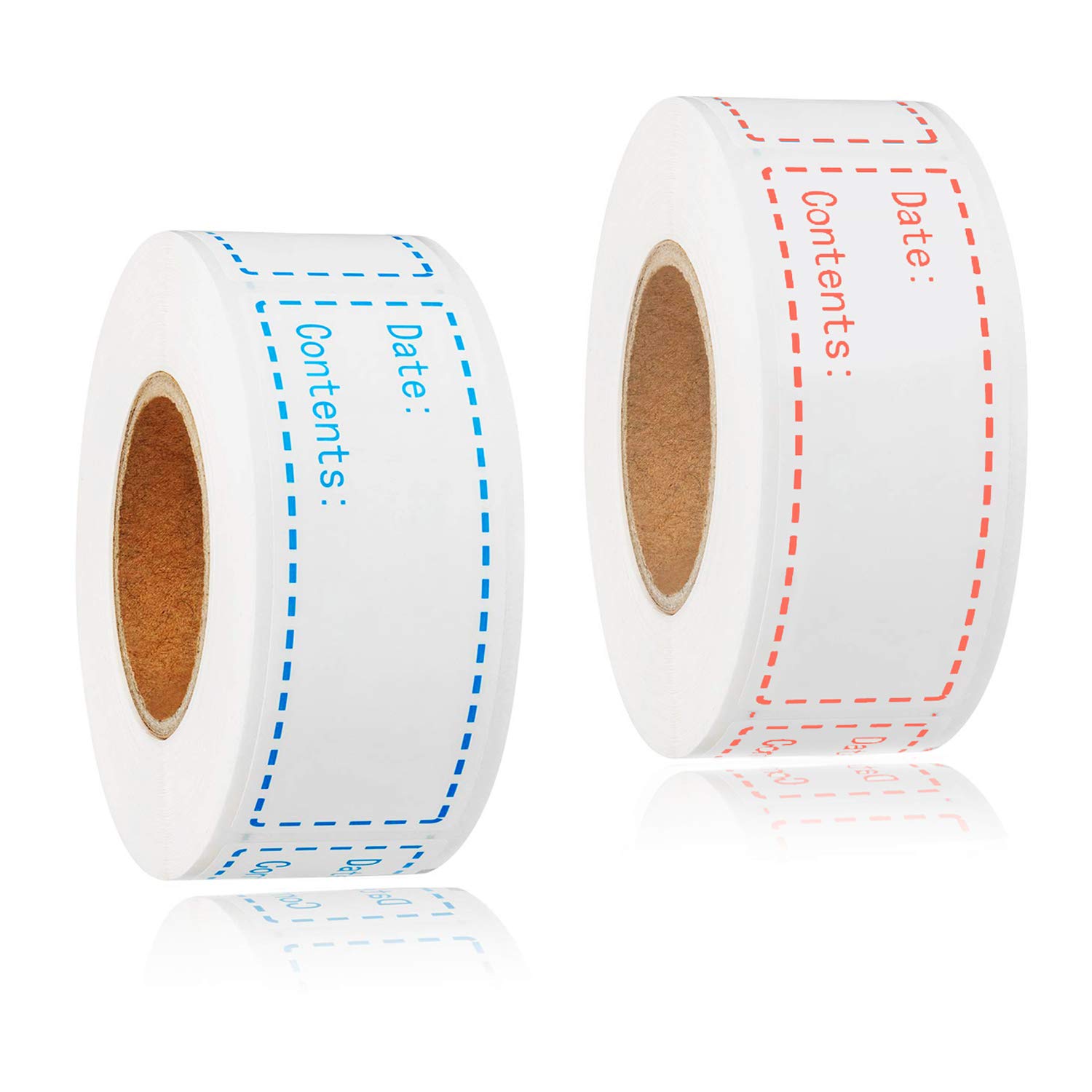 Photo 1 of 300pcs Removable Freezer Labels, Yoget 1 x 3 Inch Food Storage Stickers, Refrigerator Freezer Paper Label Easy Clean Leaves No Residue, 2 Color Food Labels Roll