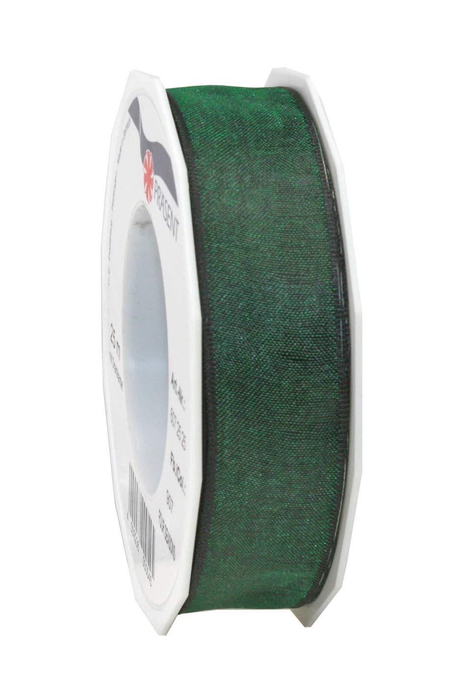 Präsent - Four Seasons Organza Wired Edge Ribbon Fir Sprigs 25 mm Width, 25 m Length