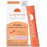 Uqora Flush, Urinary Tract Support, Pink Lemonade, 10 Packets | Urinary Tract Support* with D-Mannose, Vitamin C, B6, Potassium, Magnesium, and Calcium, Gluten-Free and Vegan