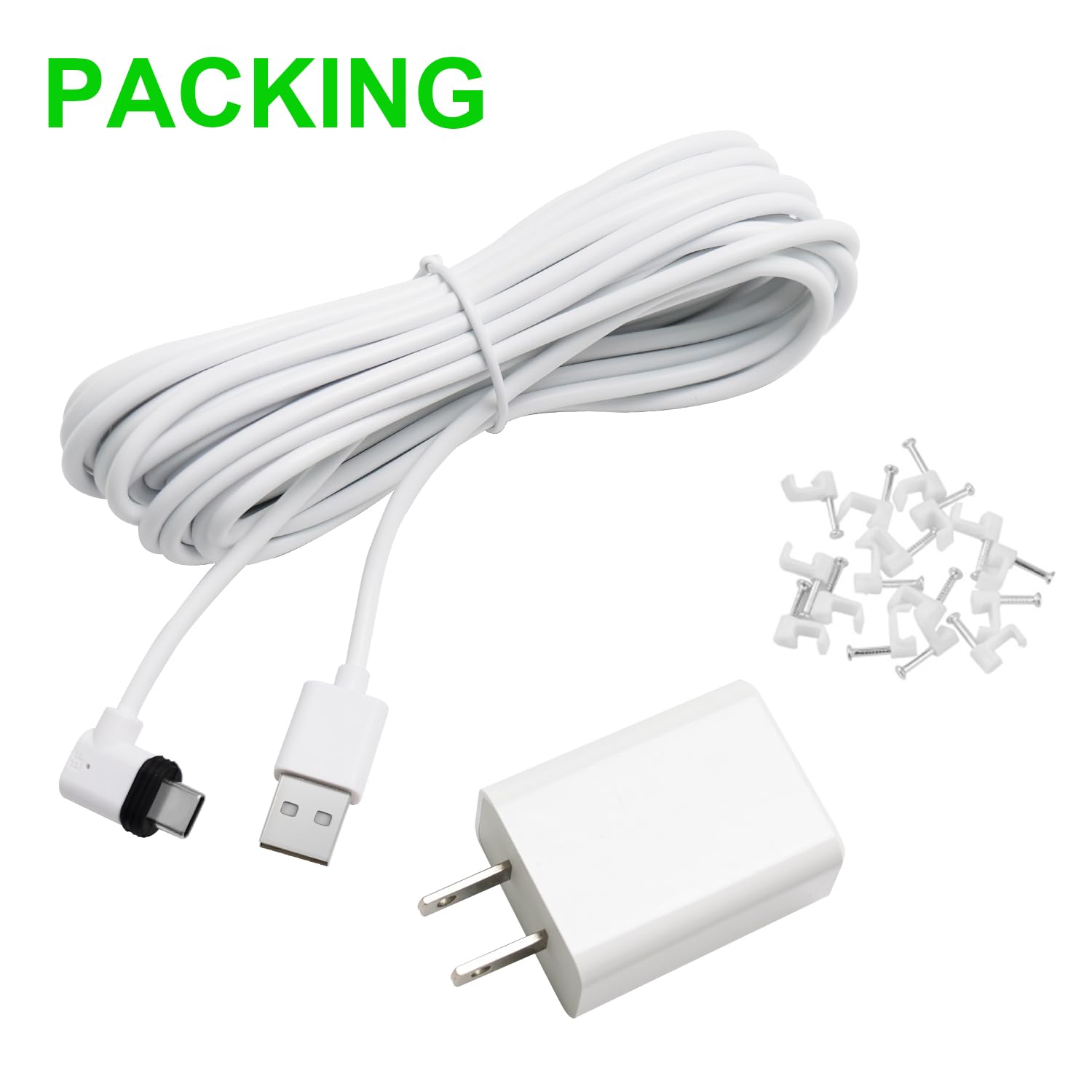 20FT Power Extension Cable for eufy SoloCam S220/SoloCam S340/eufyCam S300 (eufyCam 3C),Power Adapter and Weather Resistant Extension Type C Cable Continuously Charging Your Security Cameras (White)