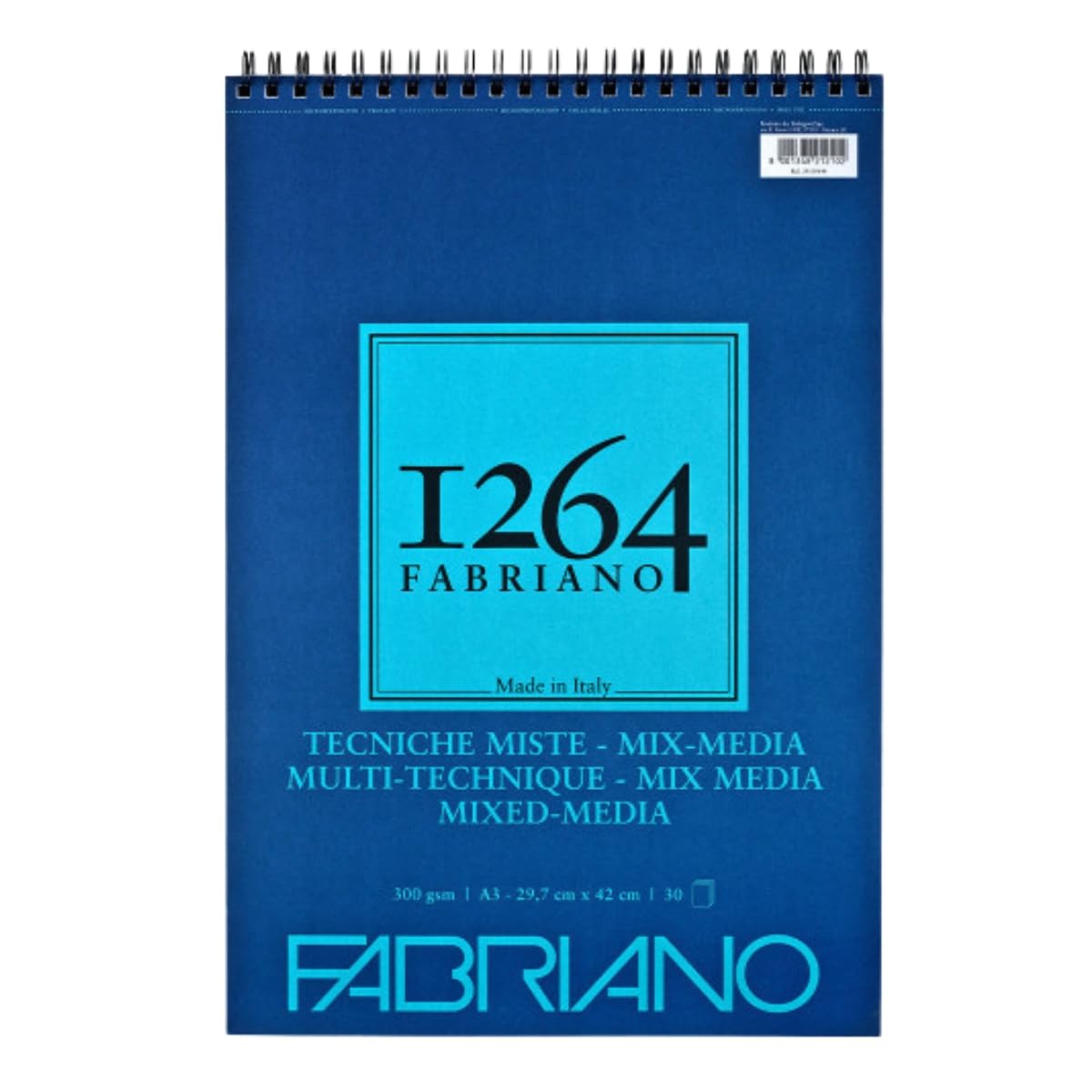 Fabriano Honsell 19100644 19100644-Fabriano Mix Media Spiral Pad 1264 300 g/m² DIN 30 Natural White Medium Grain Paper Acid Suitable for All Different Techniques White A3 40 Sheets
