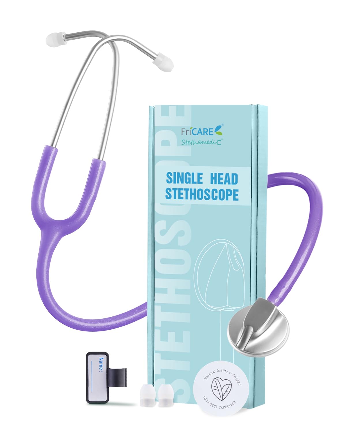 FriCARE Single Head Stethoscope, Ideal for Blood Pressure Monitoring, FSA or HSA Eligible, Gift for Nursing School Students, Nurses, Medical & Home, 30 inch, Purple