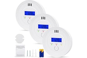ELECOIN 3 Pack - Carbon Monoxide Detector, 85 dB CO Alarm, AA Battery Powered with Data Display and Flashing Light, Easy to Mount for Rooms, Offices, Living Rooms, RVs