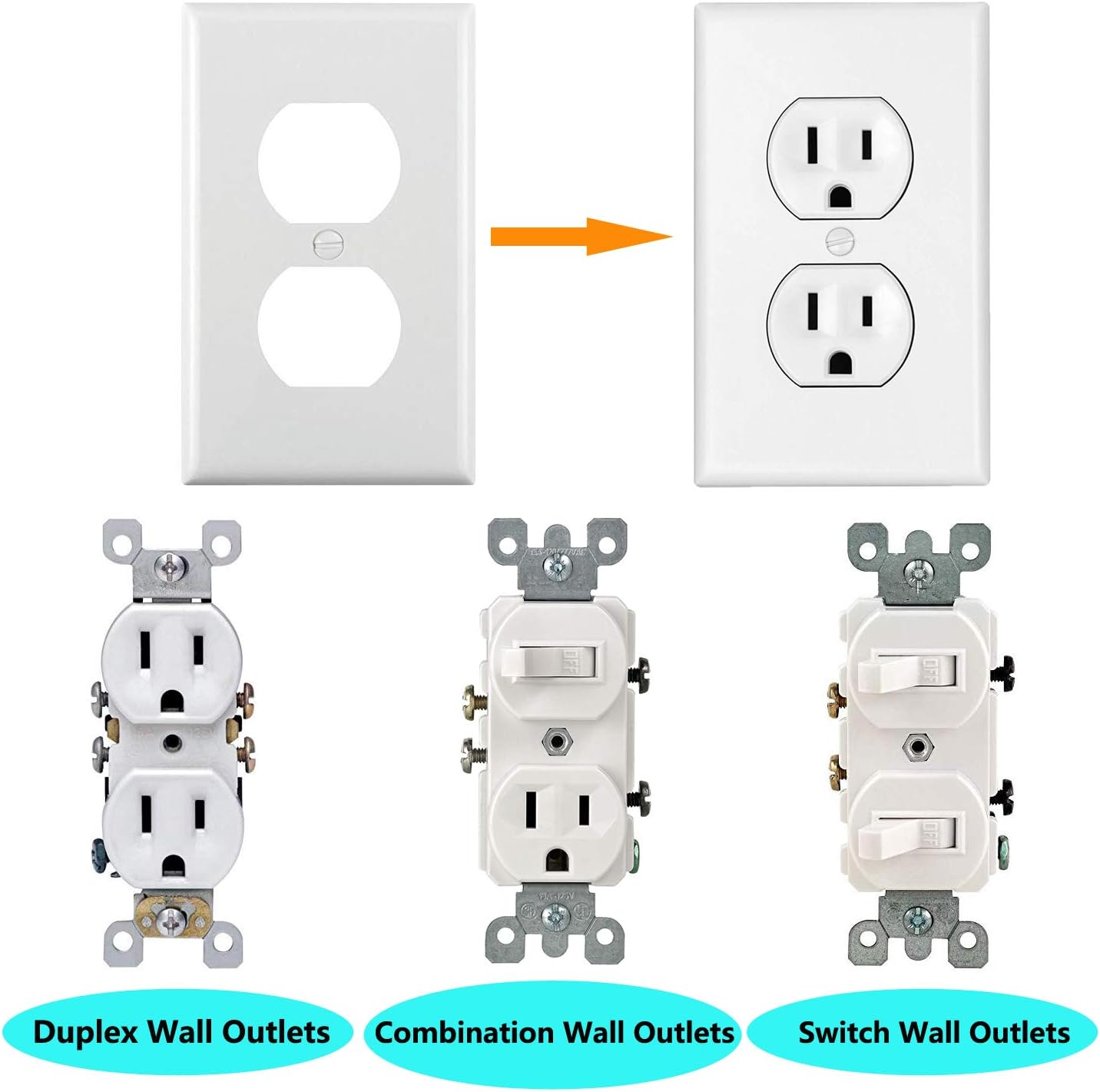 13-Pack, Duplex Receptacle Outlet Wall Plates, Standard Size, Impact Resistance, Anti Aging & High Temperature Resistance PC Face Plates, White - - 