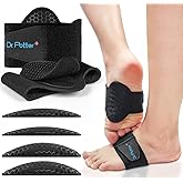 DR. POTTER+ Arch Support Sleeves for Plantar Fasciitis Relief, Adjustable Compression Bands with Removable Arch Support Pads for Fallen Arches, High Arch, Flat Feet, Feet Pain Relief - Black