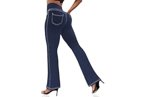 VOOVEEYA Casual Bootcut Yoga Dress Pants for Women 4 Pockets-Flare Leggings High Waist Tummy Control Bootleg Work Pants