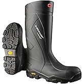 DUNLOP Purofort+ Expander Full Safety with Vibram Sole Omega - Work boots for Men & Women - Waterproof Safety boots with Steel Toe - Chemical and Slip Resistant with Tall Shaft - Black - Size 6-16/17