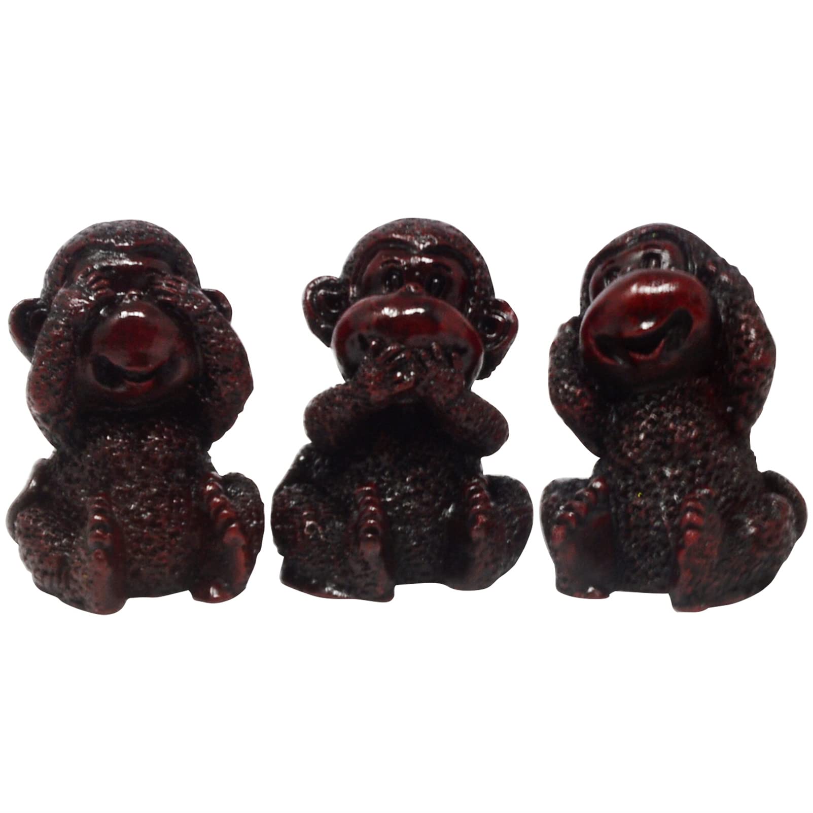 juanxian Feng Shui Three Wise Monkeys See Hear Speak No Evil Resin Figurines With Mxsabrina Red String Bracelet W1745,1.3x1.2x1.7 inch