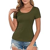 Womens Crewneck Casual Short Sleeve Basic T-Shirt Going Out Top
