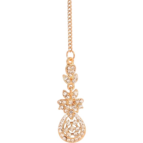 Set Bijoux indiens ethnique Rose Argenté FarJ Maang Tikka ( bijoux