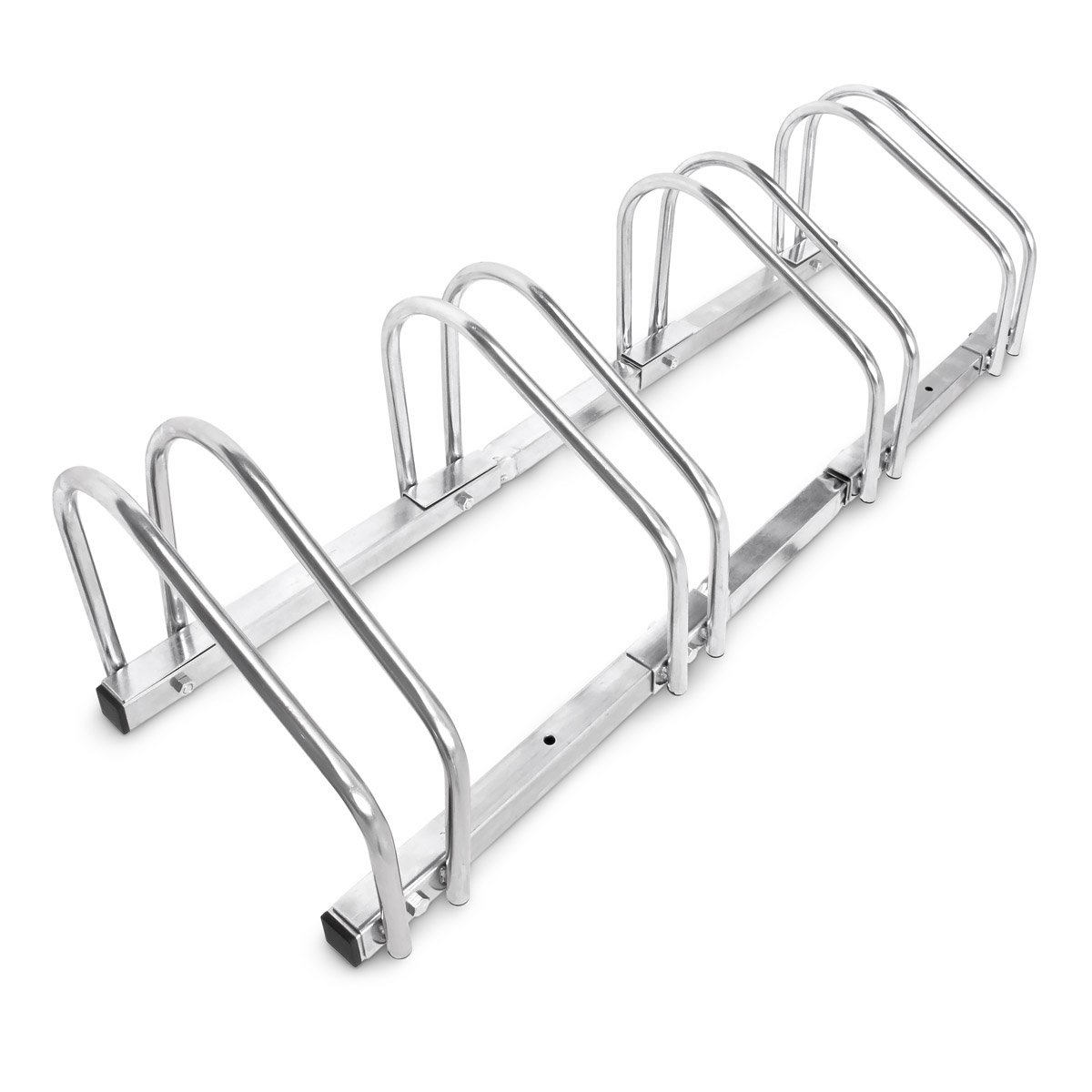 Relaxdays Bike Stand For 4 Bikes, Floor And Wall Mount, 26 x 100 x 32 cm, Outdoor Bike Holder Rack, Steel, Silver