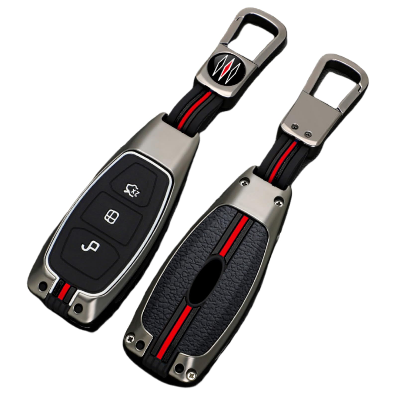 Happyit Zinc Alloy Car Key Cover Cases for Ford Fiesta Focus Mondeo Kuga Escape Falcon Galaxy Fusion Mustang Explorer Edge Escort Mk3 Mk4 Ranger 3 Buttons (B, Matt Color)