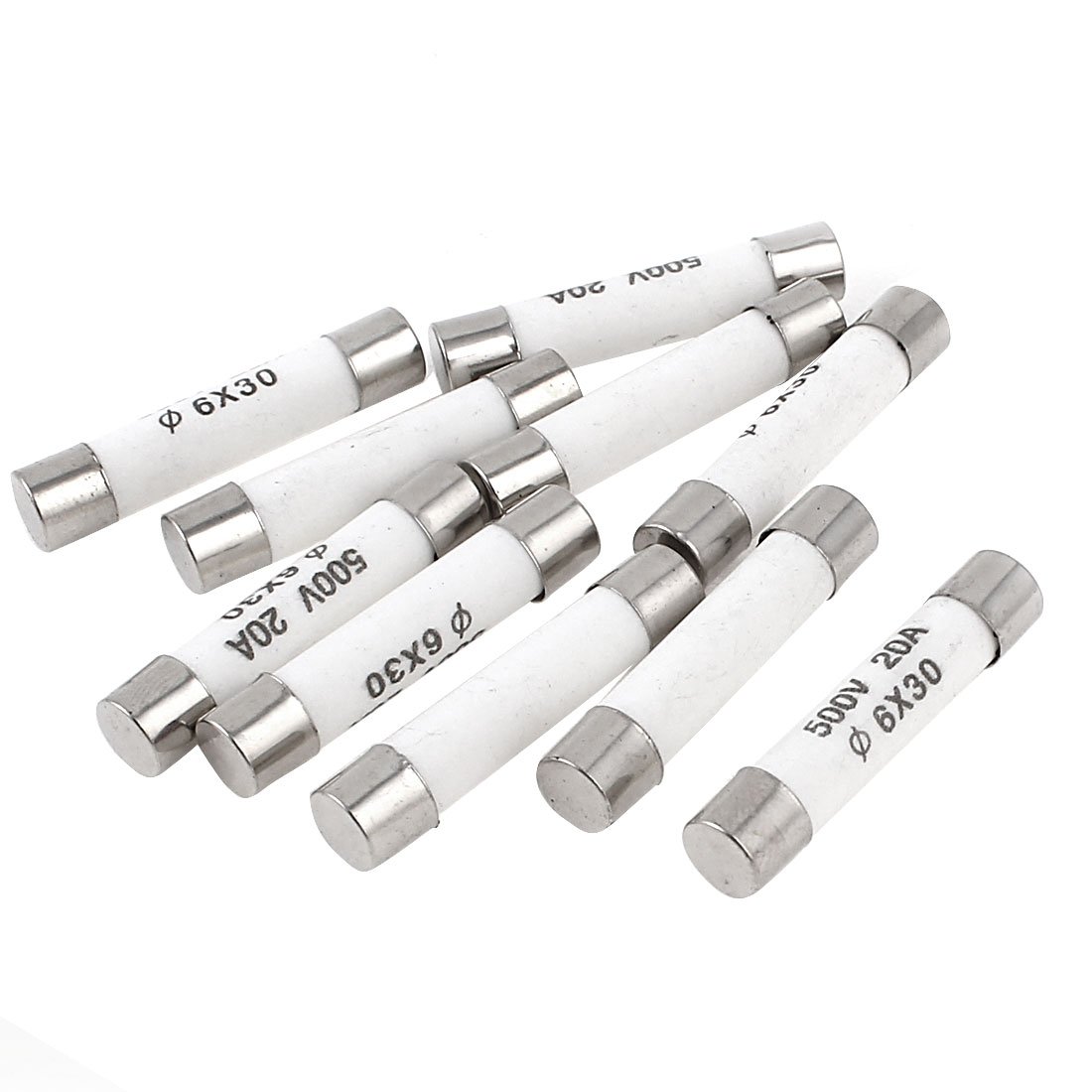 sourcing map 10 Pieces 6mmx30mm 20A Faset-Blow Ceramic Fuse Link 500V