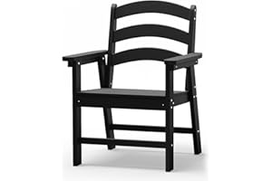 POLYDUN Patio Chairs, Poly Lumber Outdoor Dining Chairs, Pre-Assembled Weather Resistant Outdoor Chairs for Pool, Deck, Backyard, Garden, Fire Pit Seating, Black