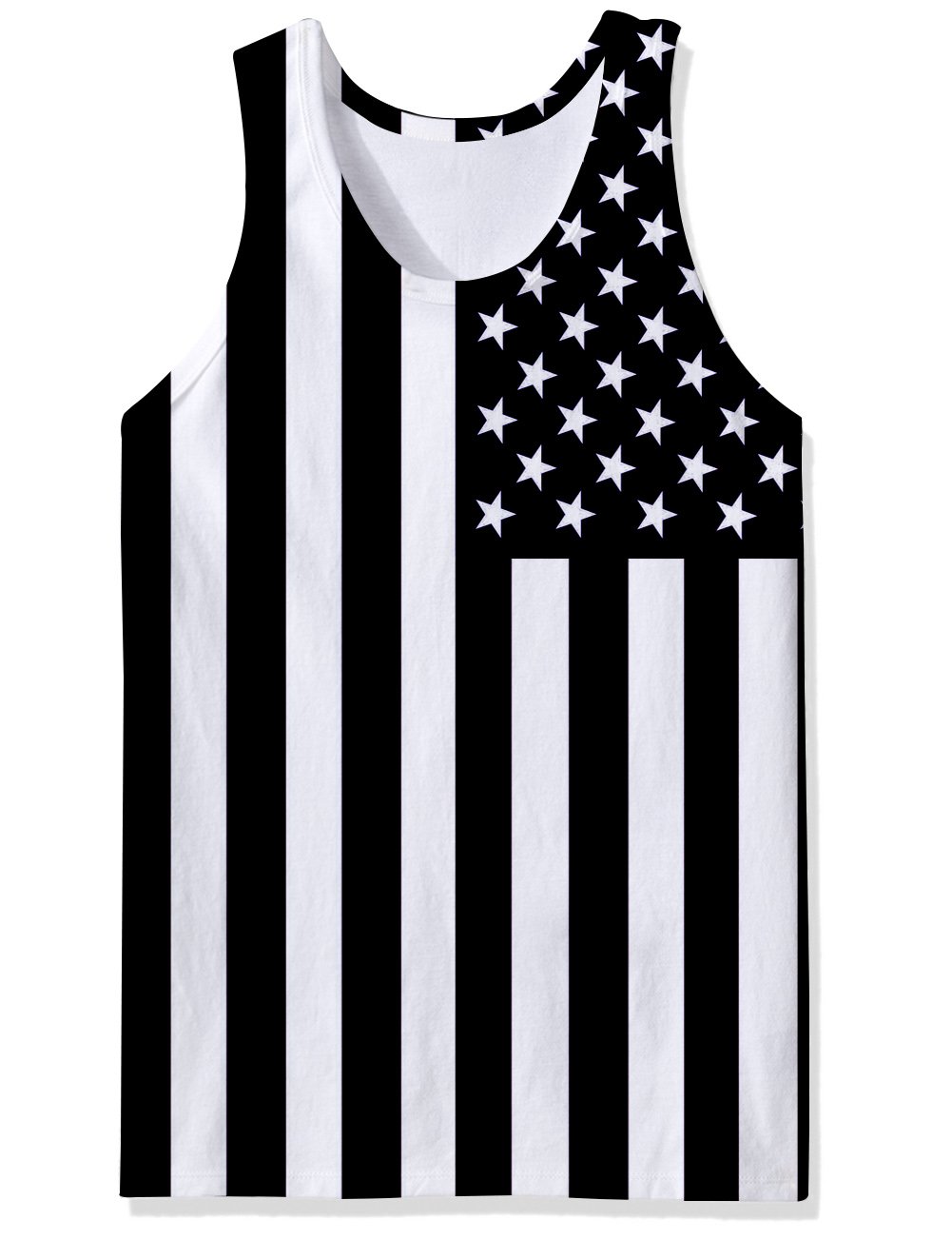 Leapparel Men and Boys 3D Pattern USA Flag Tank Top Black&White Vest Sleeveless Tees T-Shirts for Dad Work Sport XL