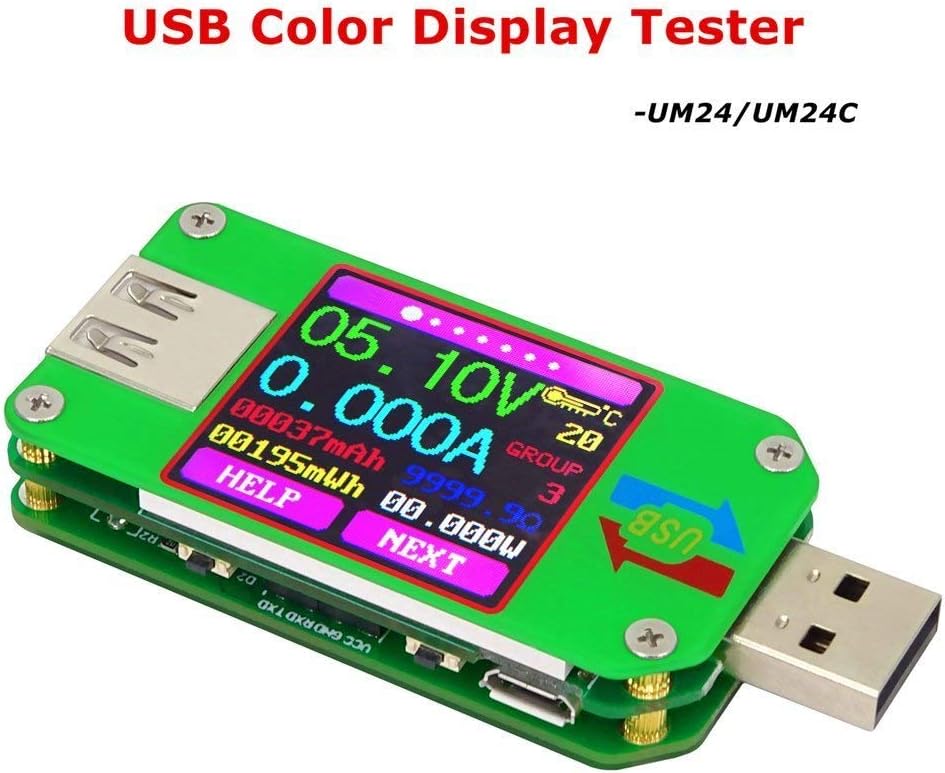 FancyWhoop UM24C USB 2.0 Power Meter Tester USB Multimeter Color LCD Display Voltage Current Meter Voltmeter Amperimetro Battery Charge Measure Cable Resistance with Bluetooth