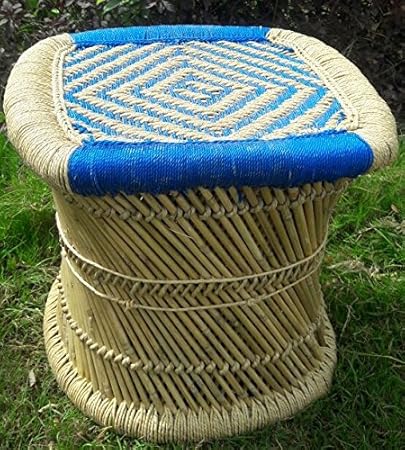 PatioStack Bamboo Outdoor Bar Stools for Resorts, Hotel and Restaurant [Color : Blue, Size :14 * 14 * 16 Inches]