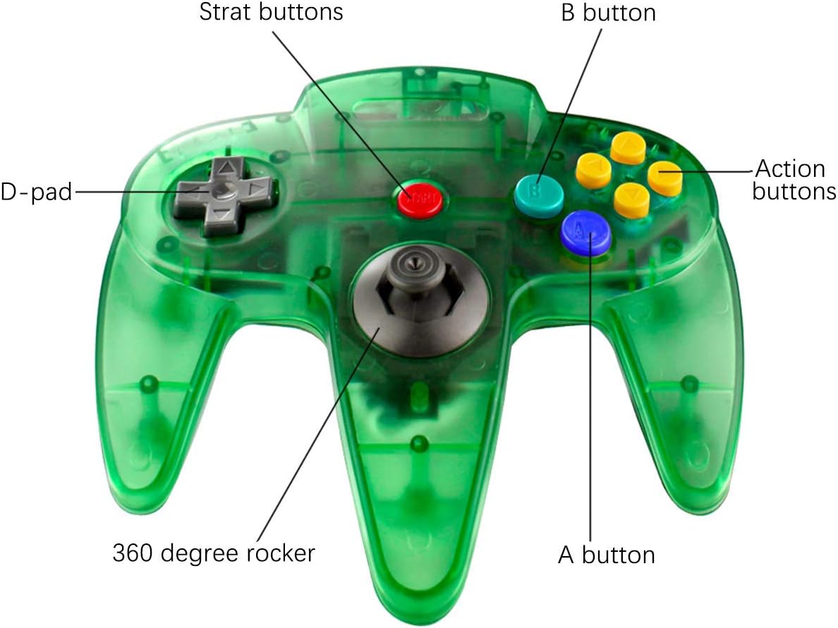 ZeroStory Classic N64 Controller, Wired N64 Controller Joystick with 5.9 Ft N64 AV Cable for N64 Video Game Console (Transparent Green and Transparent Purple): Computers & Accessories