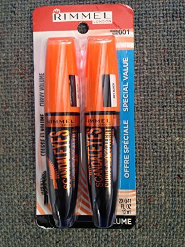 2 PACK Rimmel Scandal Eyes Curve Alert Mascara #001 Black Noir 2X.41 fl.oz. EACH