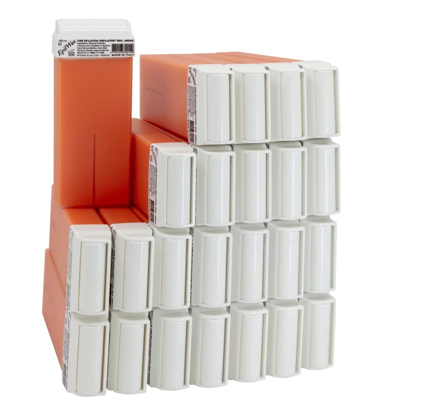 EpilWax Set of Roll-On Cartridges for Hair Removal - Large 100 ml Roll-on Waxing Refills (Argan, Set of 24)