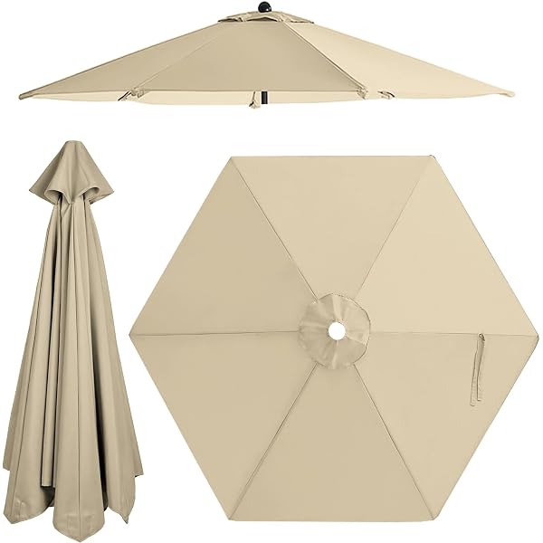 ShowyLive 7.5ft Replacement Umbrella Canopy – Fade & UV-Resistant Patio Umbrella Top Cover, Heavy-Duty 160g Polyester Fabric, Easy Install, Fits Most Market Umbrellas (Beige) : Patio, Lawn & Garden