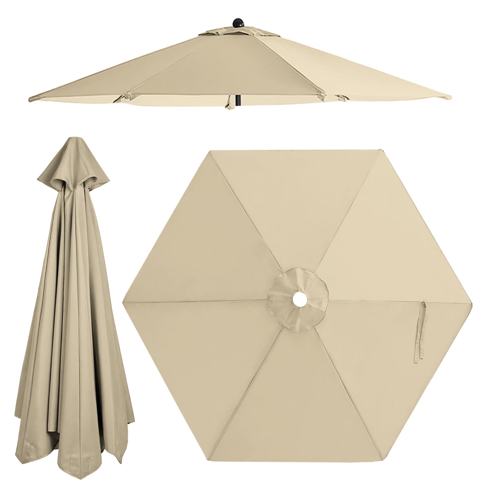 Photo 1 of Jorohiker 7.5ft Patio Umbrella Replacement Canopy for 6 Ribs?Durable?Waterproof, UV-Resistant & Easy to Install?Khaki Canopy Only
