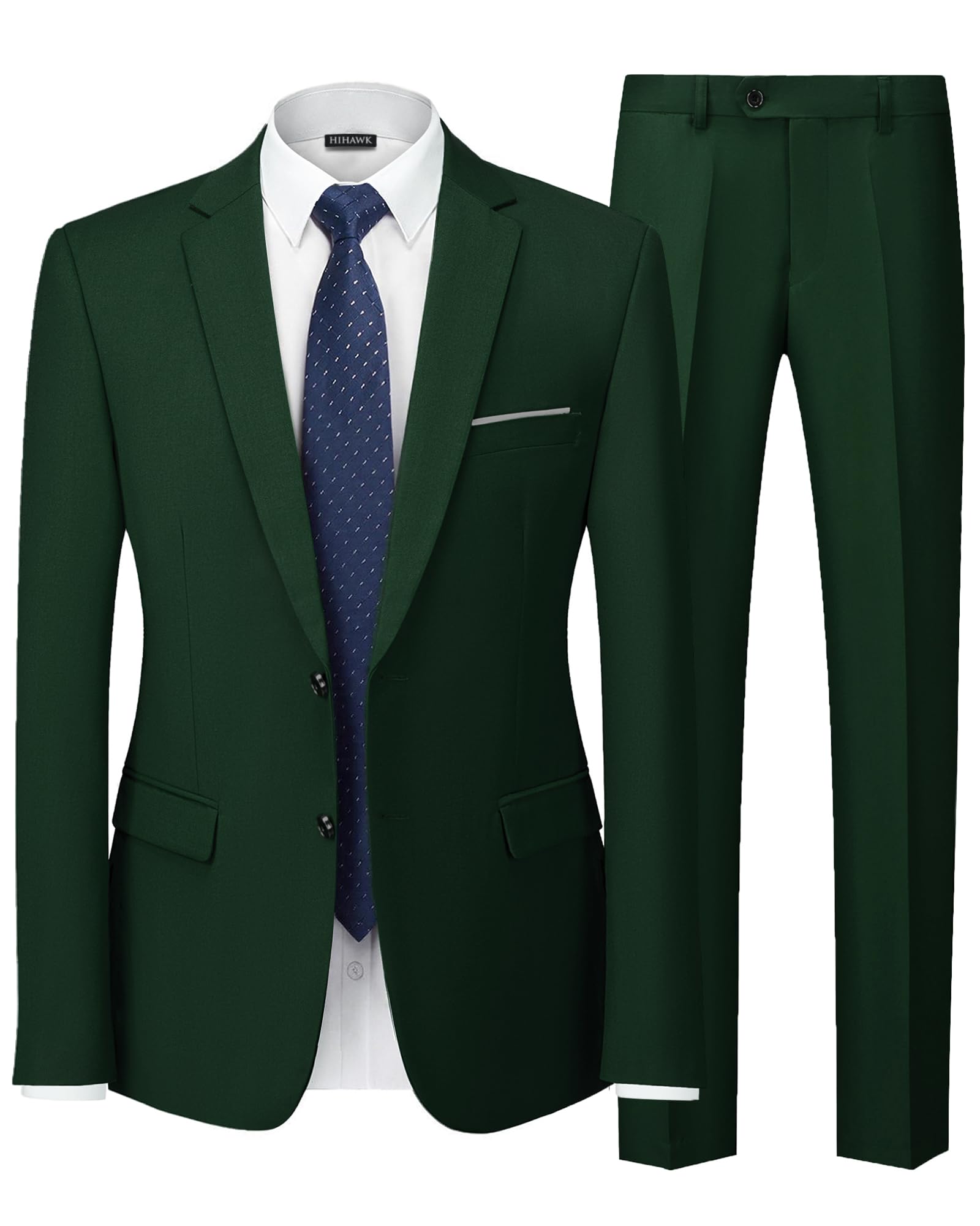 Hihawk Men's 2 Piece Slim Fit Suit with Stretch