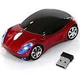 Zijipjy Red Wireless Mouse，Mini Car Computer Mouse，1600DPI 2.4G with USB Receiver, Ergonomic Cute Computer Mice for Laptop, PC, Windows, Mac OS (Red)