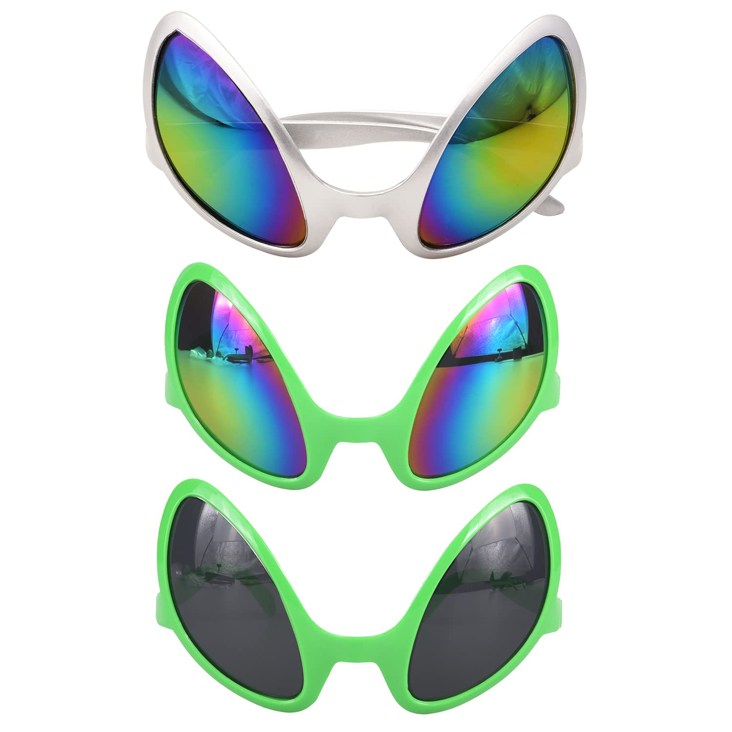 Lezevn 3 Pieces Alien Glasses Alien Costume Sunglasses for Halloween Christmas Alien Party Favors Accessories
