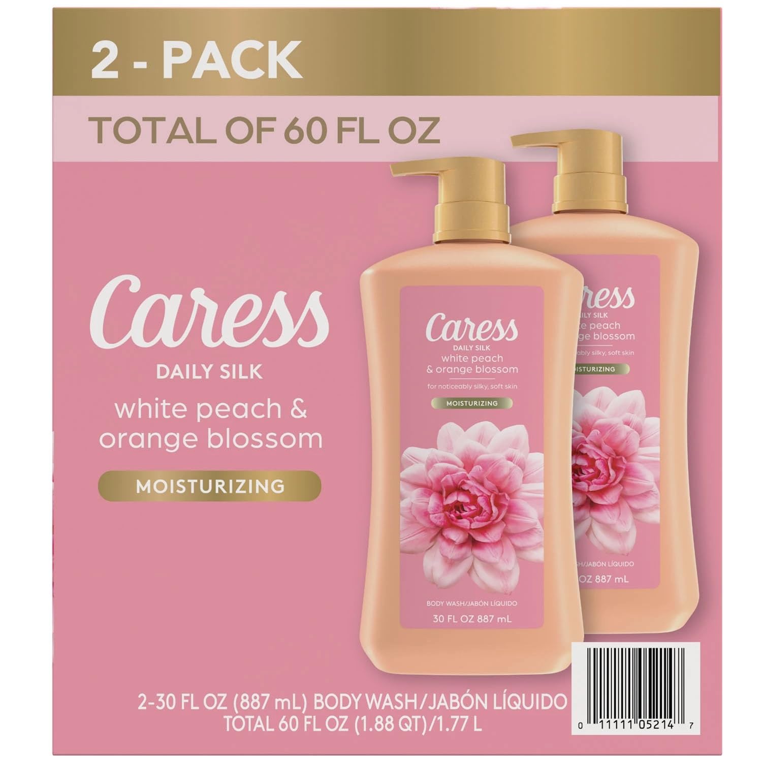 Caress Daily Silk Hydrating Body Wash, Peach & Orange Blossom, 30 fl oz (2-Pack)