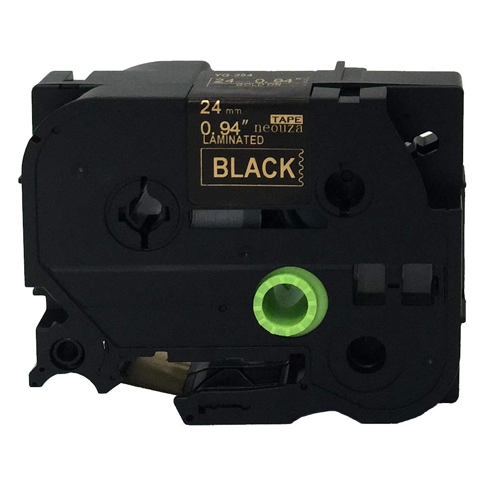 NEOUZA Compatible for Brother P-Touch TZe Tz Gold on Black Label Tape 6mm 9mm 12mm 18mm 24mm 36mm All Size(TZe-354 24mm)