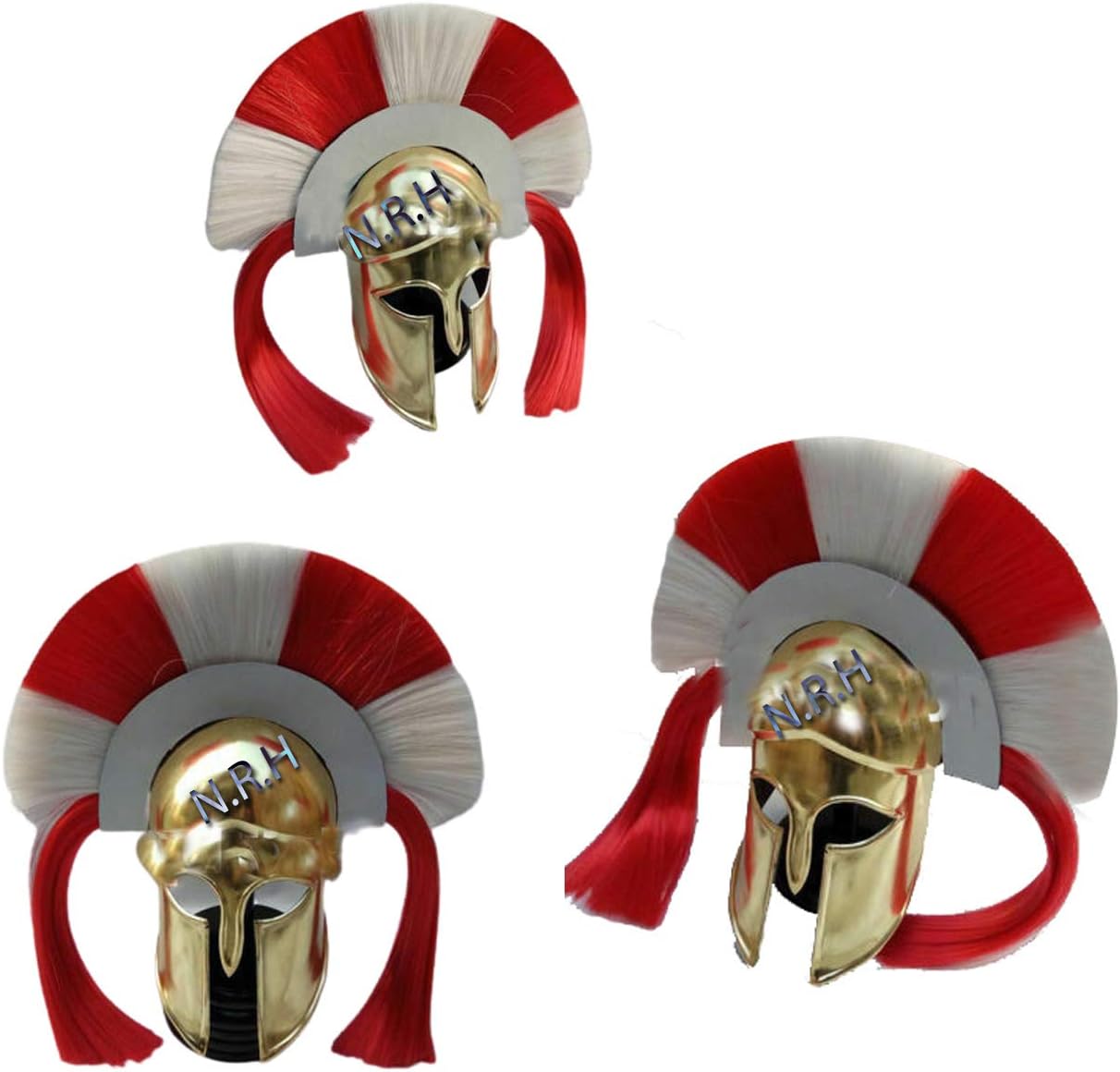 Collectibles Medieval Roman Spartan Corinthian Helmet With Red & White Plume