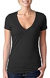 Next Level Ladies' CVC Deep V M BLACK