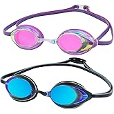 DARIDO Swim Goggles, Swimming Goggles 2 Pack UV Protection Anti Fog Swim Goggles for Adult, Men, Women, Youth