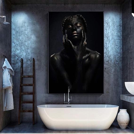 JEfunv Schwarze nackte afrikanische Frau Leinwand Malerei Porträt