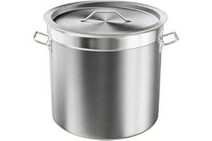 DULNICE Stainless Steel Stock Pot with Cover,Induction Commercial Grade Stockpot,Tri-Ply Composite Bottom, Silver (25 Litre)