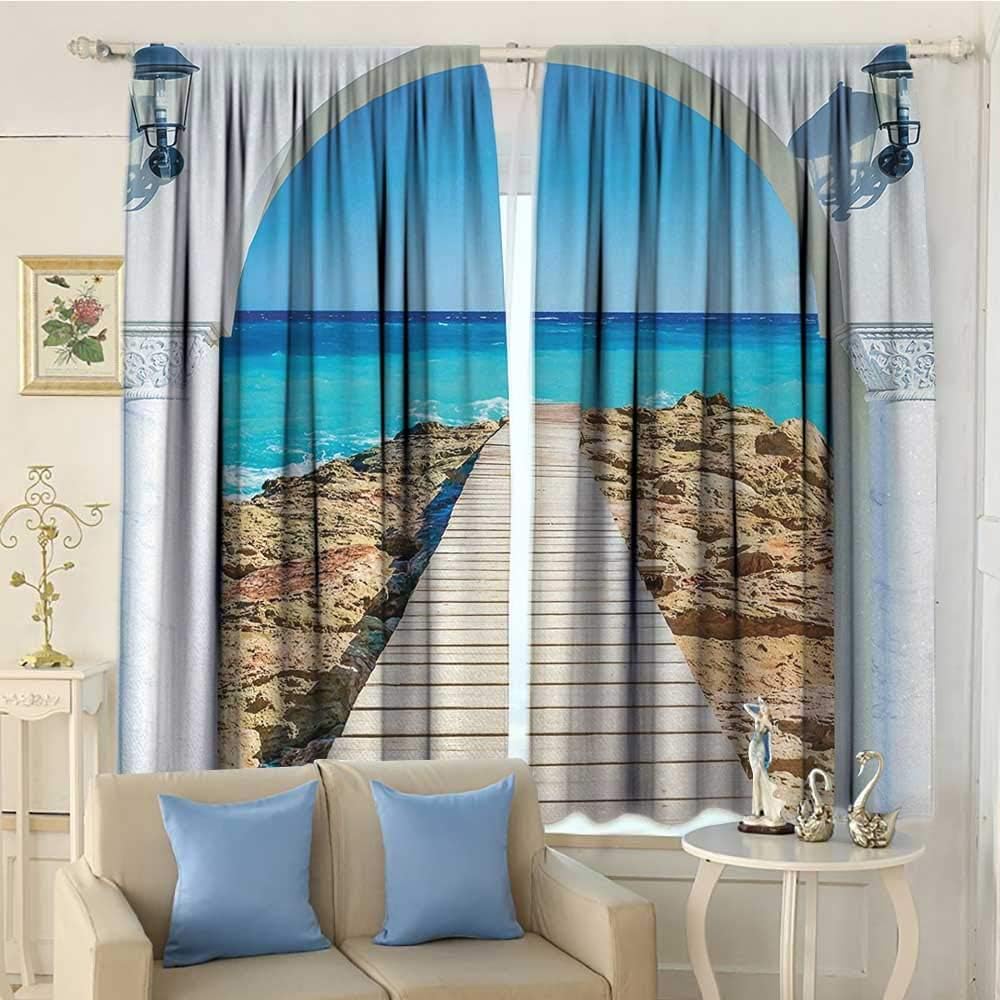Amazon Com Hobeauty Coastal Window Curtain Drape View From An