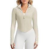 QUEENIEKE Women's Slim Fit Workout Jackets - Zip Up Athletic Running Jacket with Color-blocked Mesh & Thumb Holes