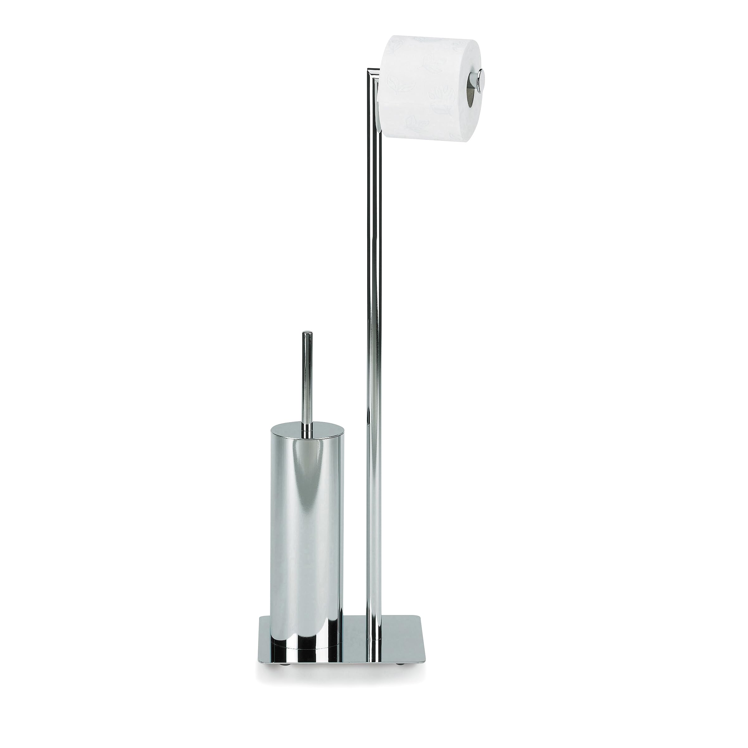 Kela WC set with toilet roll holder and brush pot 71cm, toilet brush with closed toilet brush holder STYLE, shiny metal