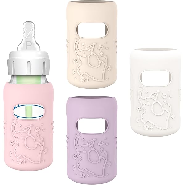 Glass Baby Bottles Mity Rain 4-Pack Silicone Sleeves For Dr