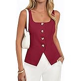 Yousify Womens Suit Vest Button Down Blazer Vest Tops 2026 Summer Sleeveless Tank Top Business Square Neck Waistcoat