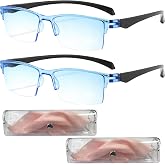 AQOYNQ 2PCS Automatic Zoom Anti-Blue Light Presbyopia Glasses, Auto Focus Glasses Self Adjusting, Intelligent Dual Focus Smart Reading Glasses for Women &amp; Men(Gradient Blue)