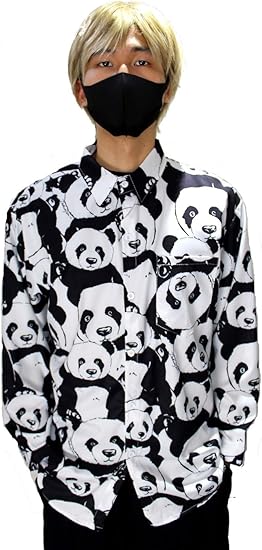 Amazon ロージエイト パンダ柄シャツ 長袖 Roseate テロテロ 大きめ 2サイズ メンズ レディース 総柄 黒白 シャツ 通販