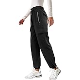 DLOODA Quick Dry Cargo Pants Lightweight Tactical Hiking Pants with 6 Pockets for Women, Elastic Waist and Water Resistant