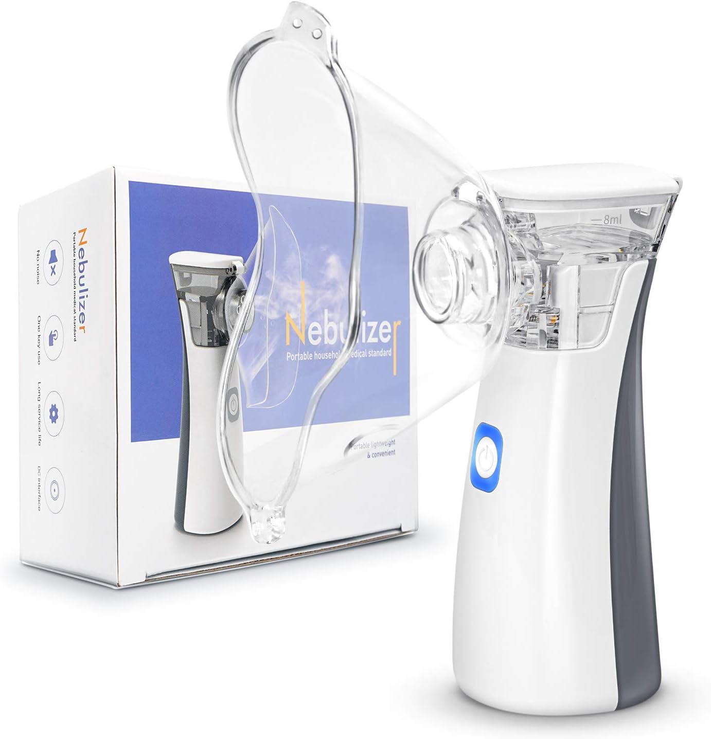 igingko Portable Handheld Mini Sprayer Humidifier for Adults Kids, Travel Home Daily Use, Ultrasonic Cool Mist Face Steamer for Facial, Includes 2X Masks & Mouthpiece, USB or Battery Powered