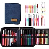 20 Sizes Crochet Hooks Complete Set,0.5mm-10mm Ergonomic Crochet Hooks with Case for Arthritic Hands