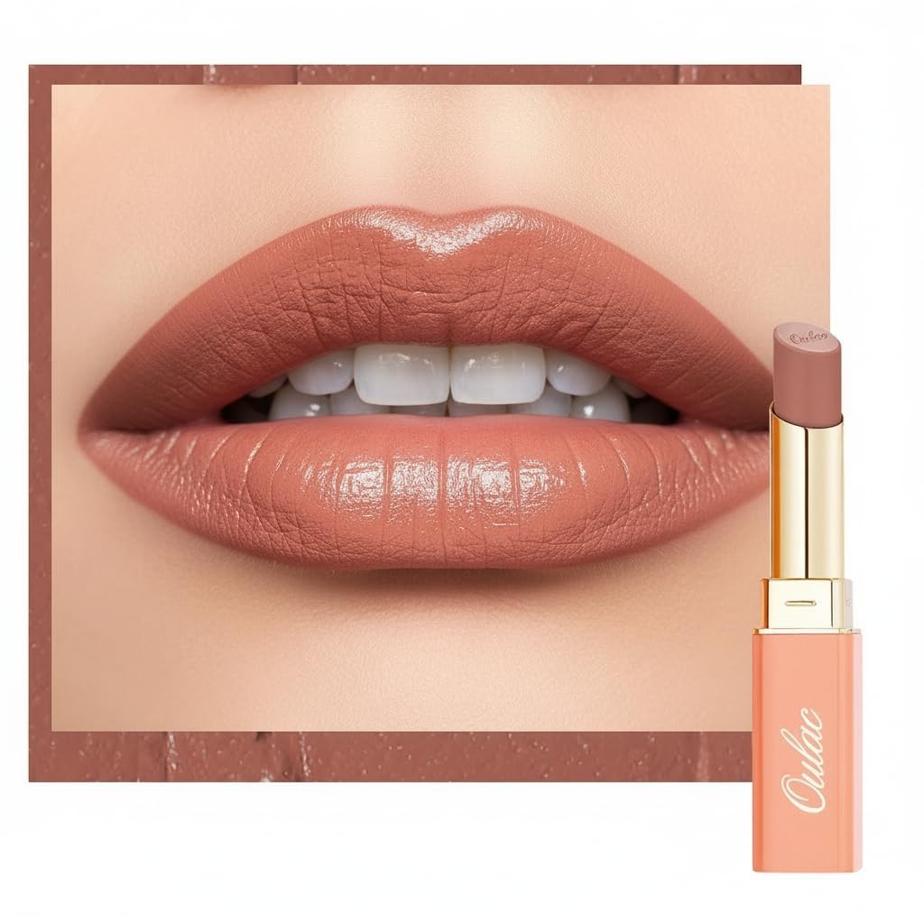Oulac Satin Matte Pink Lipstick - Pink Brown Long Lasting Lip Stick, Full Coverage with Smooth Creamy Texture Lip Colour, Moisturizing & Weightless Formula Lip Makeup, Vegan, 4.3g, SG11 Breathtaking