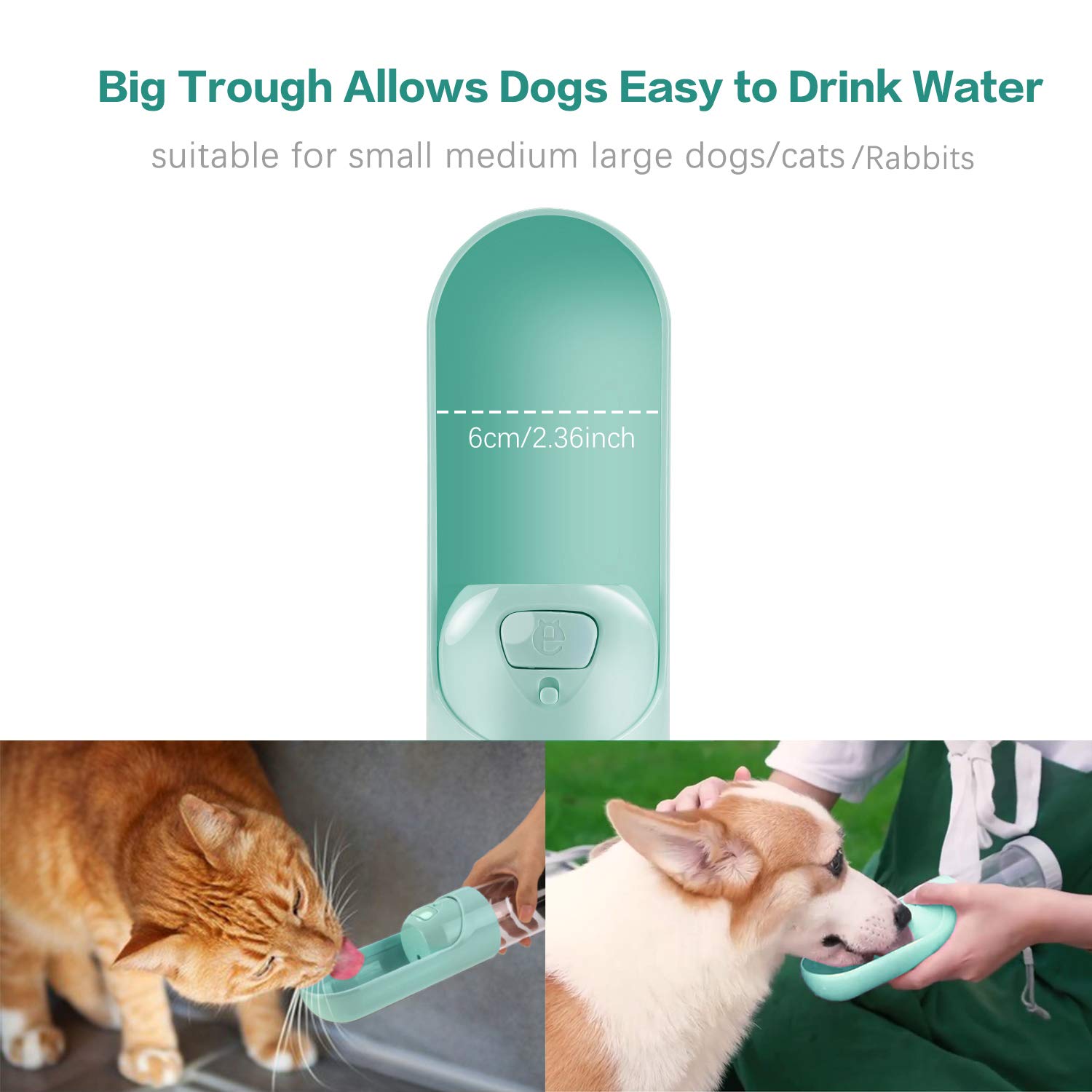 Dog Water Bottle, Leak Proof Drinking Bottle with Activated Carbon Filter, Portable Pet Travel Water Drink Cup Collapsible Water Dispenser Feeder, Safe and Durable for Small Cat Large Dog Outdoor